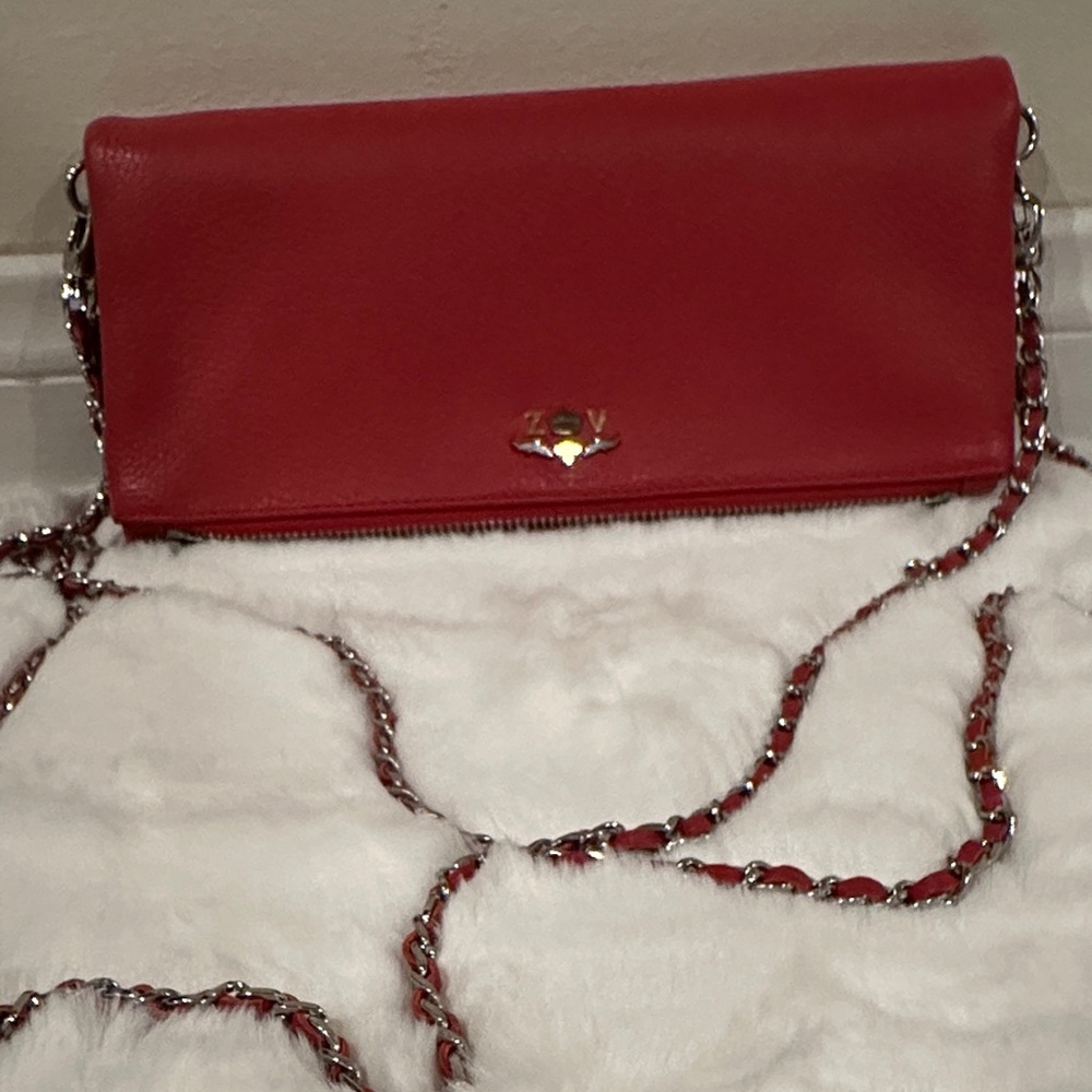 Zadig & Voltaire Red Leather Chain Strap Clutch